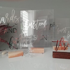 Wedding Acrylic Bundle Sign Clear Glass Look Table Signs Painted Back Full Package Elegant Personalized Modern Calligraphy Sign Wedding