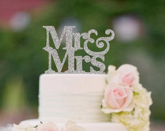 Wedding Cake Topper Mr and Mrs Wedding Cake Topper Engagement Cake Topper Glitter Wedding Cake Topper Wedding Decorations