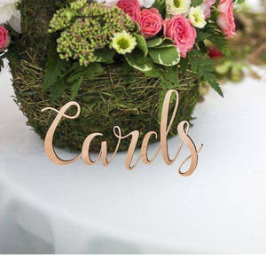 Cards Sign Cards Wedding Decor Cards Wedding Sign Cards Box Sign Wooden Cards Rustic Wedding Laser Cut Cards Sign image 1