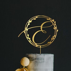 Monogram Wedding Cake Topper Custom Initial Modern Wedding Cake Topper Single Letter Cake Topper Bridal Shower Engagement Anniversary