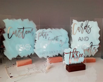 Custom Acrylic Wedding Sign Set: Painted Back, Modern Calligraphy