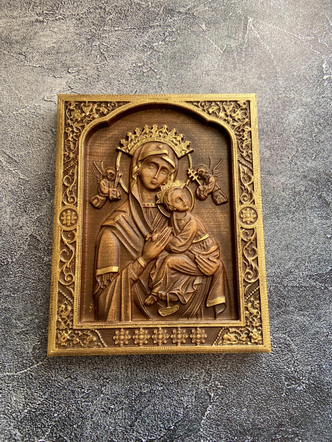 Our Lady of Perpetual Help Wooden Icon: Catholic Home Decor Wall Plaque ...