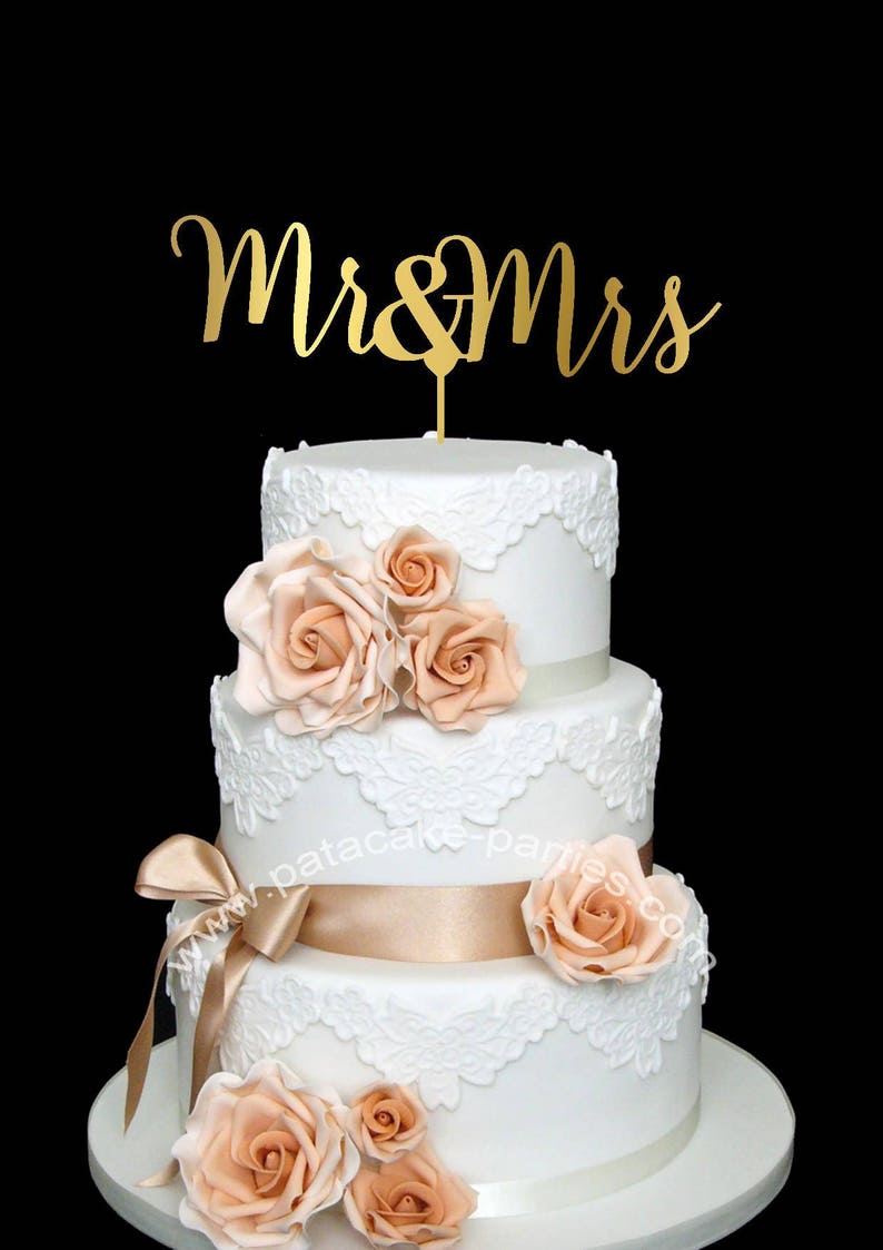 Mr & Mrs Cake Topper pour Wedding Cake Toppers En bois Mr et Mrs Cake Topper Fiançailles Cake Topper Glitter M. et Mme Cake Topper image 1