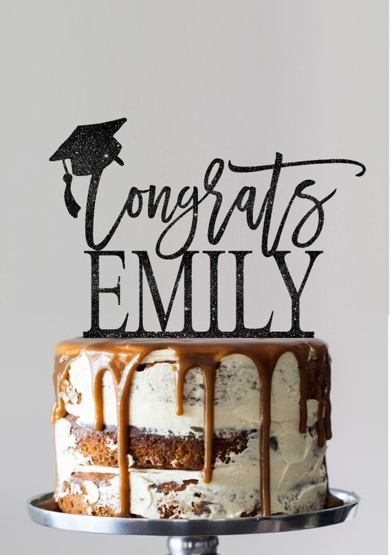 Topper torta di laurea Personalizzato Grad Decoration Class di Script Cake  Topper Congratulazioni Grad Graduation Party School College Student -   Italia