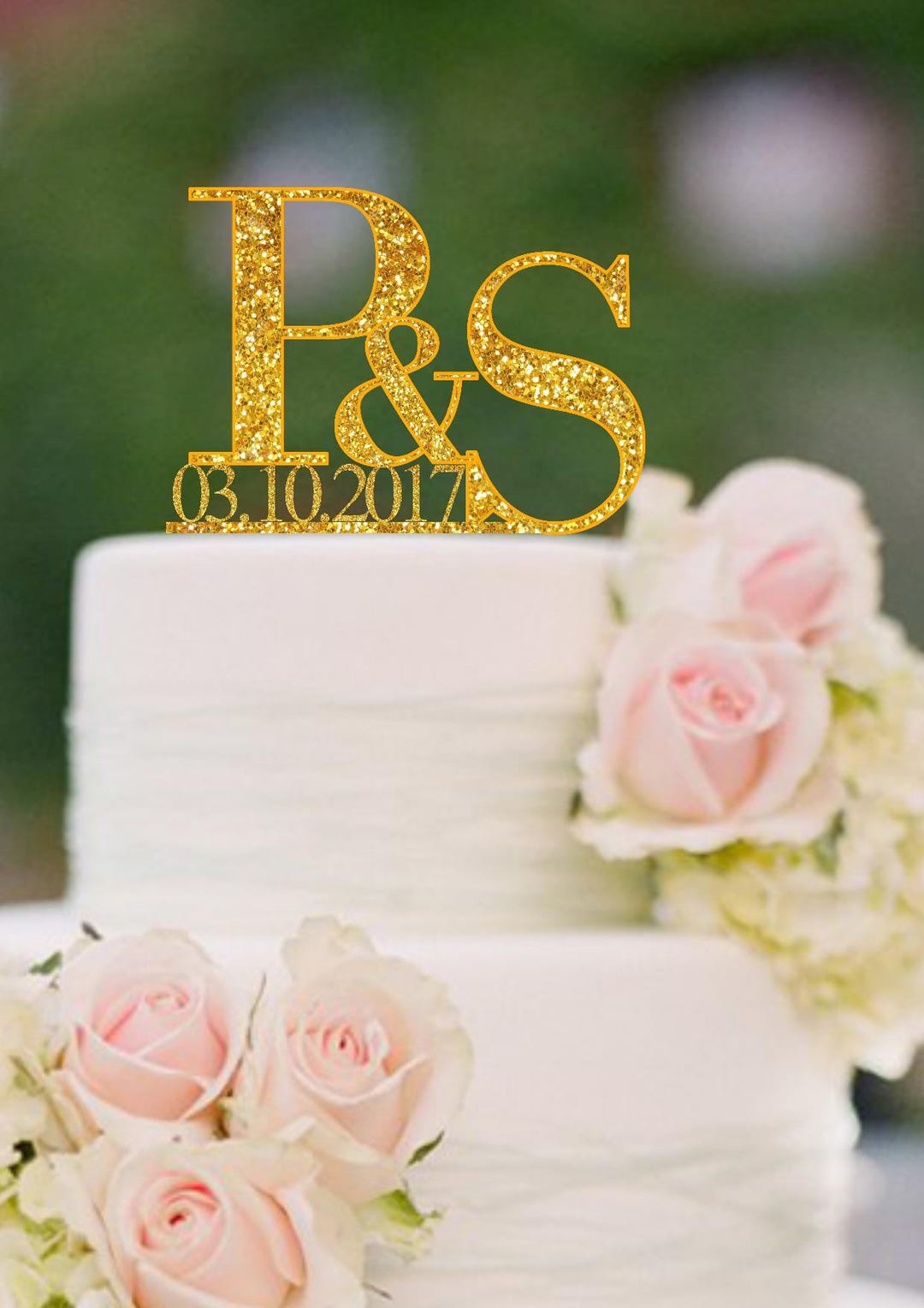 Initials Cake Topper Letter Cake Toppers Names and Date Personalized