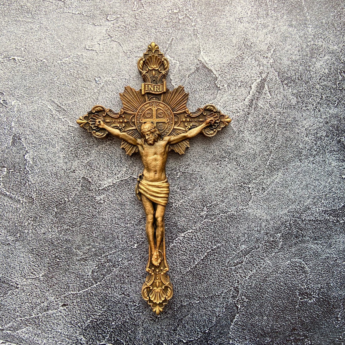 Carved Catholic Cross Wooden Crucifix Religious Home Decor Wall Art Jesus Christ Baptism Gift Housewarming Gift Home Blessing