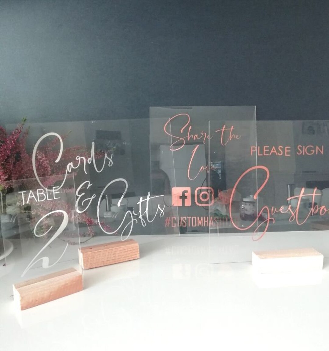 Calligraphy Table Sign Acrylic Wedding Table Sign Set: Modern Calligraphy, Painted Back - Etsy