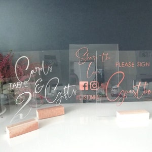 Acrylic Wedding Bundle Clear Glass Table Signs Painted Back Full Package Elegant Personalized Modern Calligraphy Sign Stand Wedding Signs