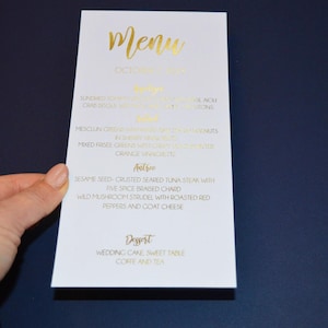 Goldfolie Karten Hochzeit Abendessen Menü Kalligraphie Elegante Gedruckt Kundenspezifische Hochzeit Abendessen Tisch Menü Elegante Goldfolie Menükarte