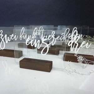 Acrylic Wedding Table Numbers: Modern Painted Back Reception Decor