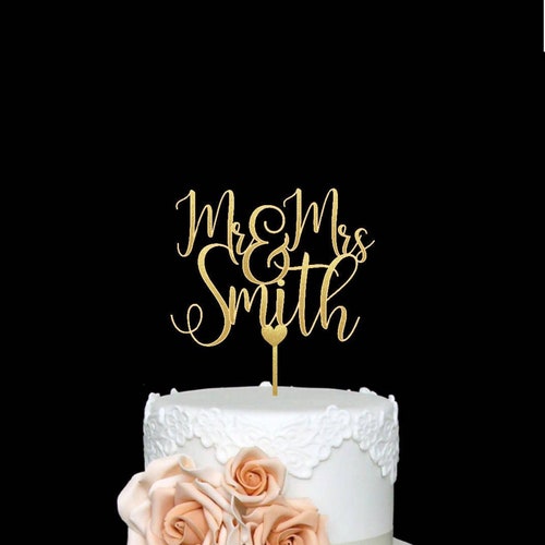 Personalized Wedding Cake Topper Rose Gold Custom Mr and Mrs - Etsy