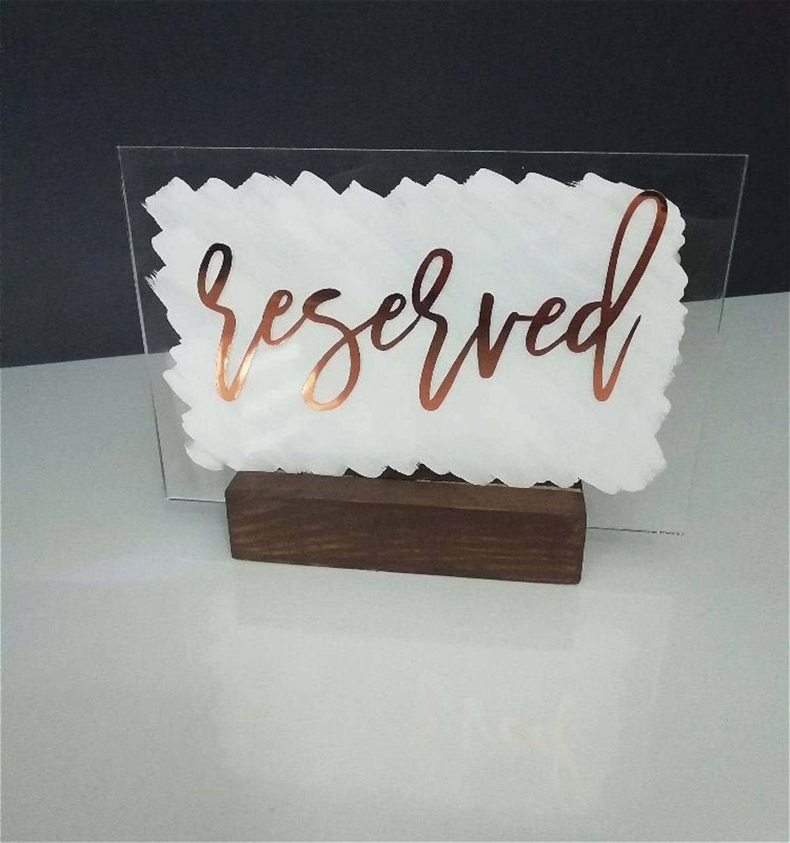 Reserved Acrylic Table Signs for Wedding Painted Back Modern Etsy
