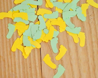 Feet Confetti Green and Yellow Baby Shower Confetti Gender Reveal Party Decor Party Confetti Gender Reveal Baby Shower Decor