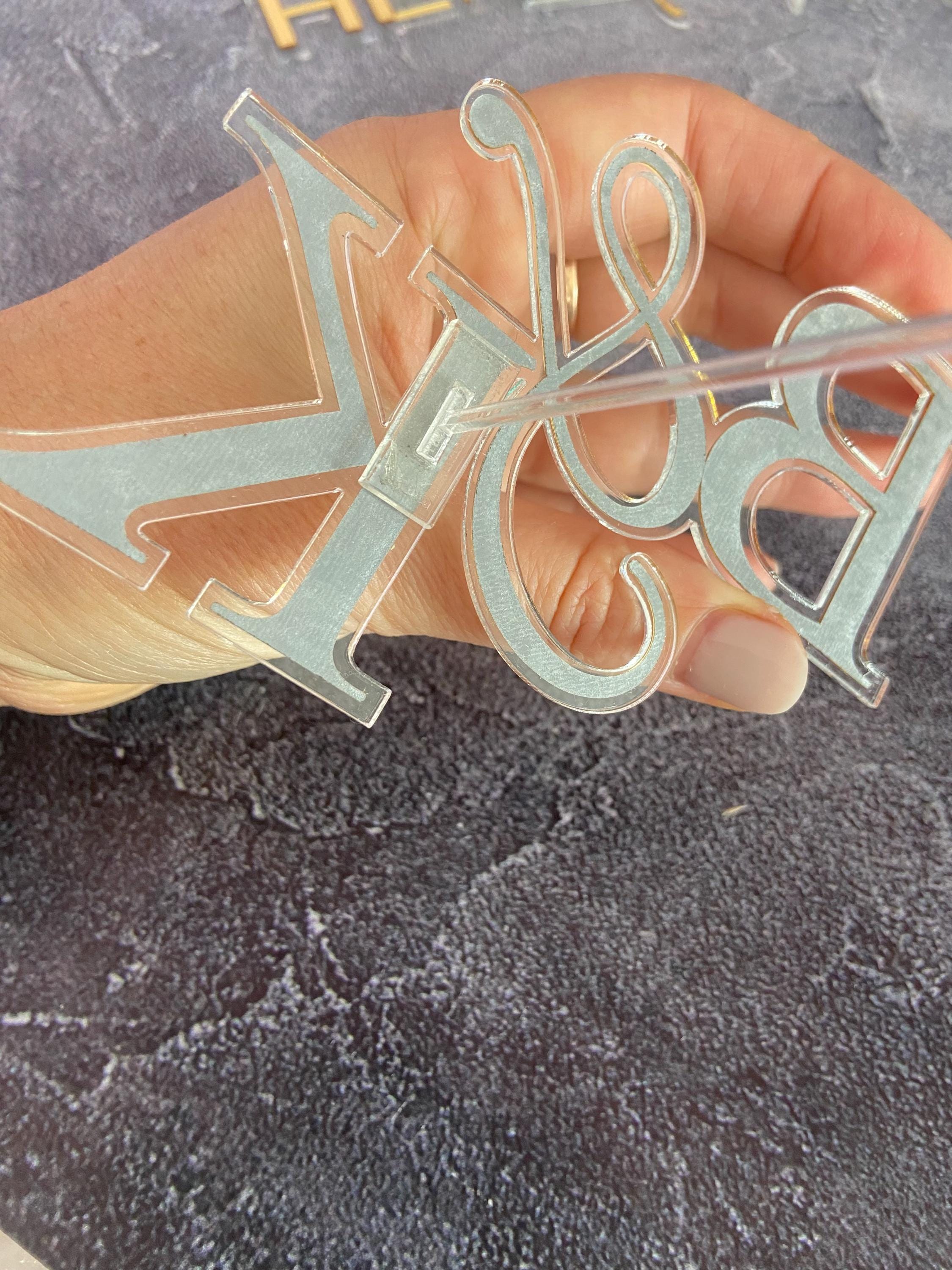 Gold Mirror Acrylic Initial Cake Topper - Custom Wedding Monogram - Etsy