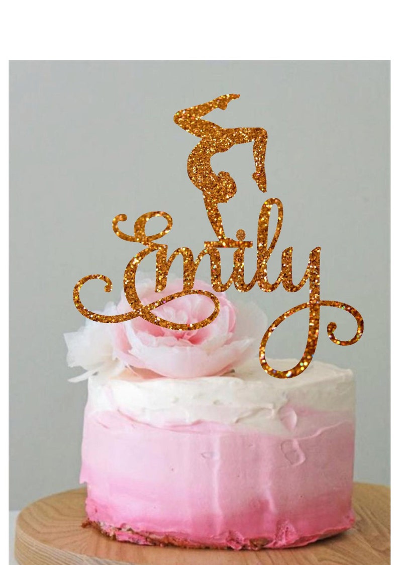 Personalized Gymnastics Cake Topper Gymnast Cake Topper Birthday Cake Decoration Birthday Party Custom Cake Topper image 1