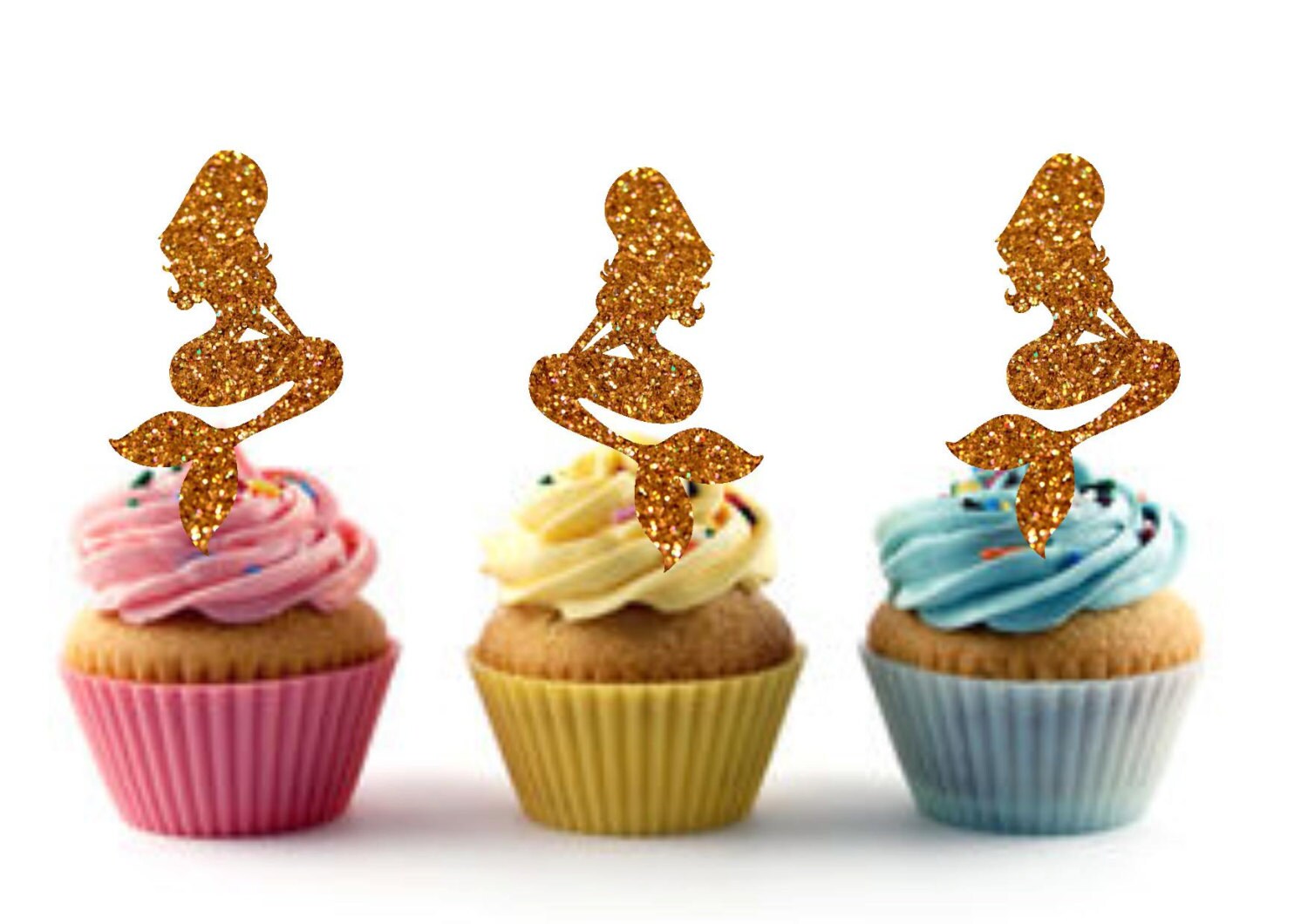 Mermaid Cupcake Toppers Mermaid Birthday Party Ariel Cupcake Etsy