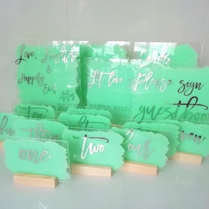 Acrylic Wedding Sign Set: Painted Back, Modern Calligraphy