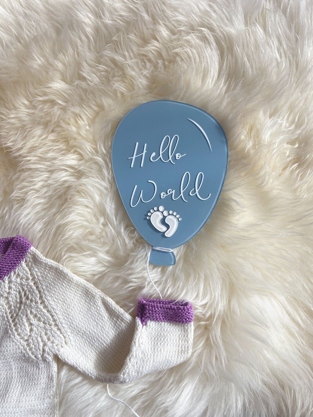 Hello World Balloon Sign Birth Announcement Newborn Announcement in ...