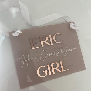 Personalized Acrylic Here Comes The Bride Sign: Flower Girl/Ring Bearer Banner