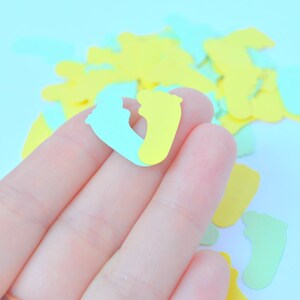 Feet Confetti Green and Yellow Baby Shower Confetti Gender Reveal Party Decor Party Confetti Gender Reveal Baby Shower Decor image 3