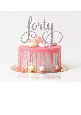 Topper Per Torta 40 Anni Glitter Nero - Decorazioni Per 40° Compleanno Uomo O Donna - Scritta "Quaranta" Per Torta, Idea Regalo Per Festa