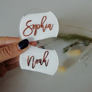 Cartões de acrílico para casamento, caligrafia moderna, cartão de nome, lembranças para festa, etiquetas personalizadas, cartão de acrílico transparente, nomes acrílicos