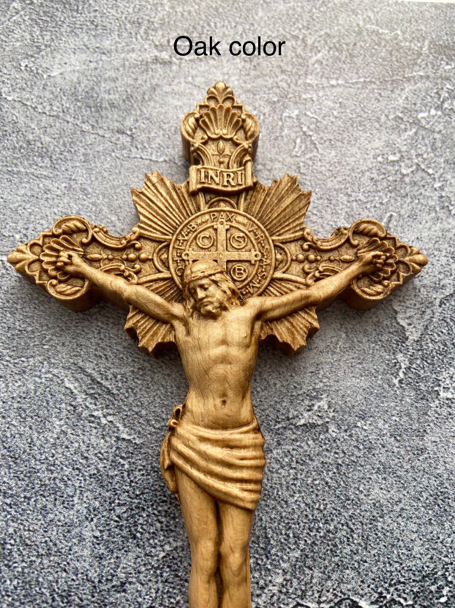 Croix Catholique Lumineuse En Résine - Décoration Murale Ou étagère (10x22 Cm) - Idéale Cadeau Religieux - 8
