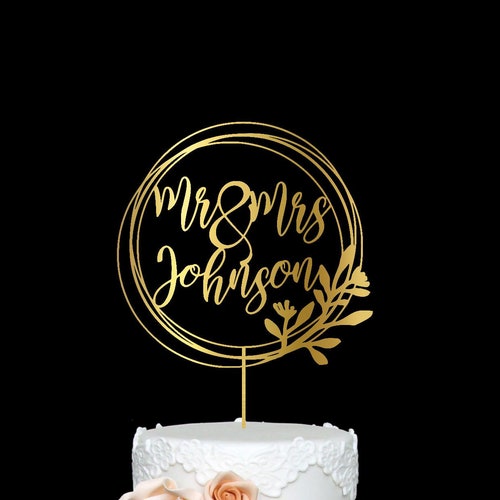 Personalized Cake Topper For Wedding With Surname Calligraphy Etsy