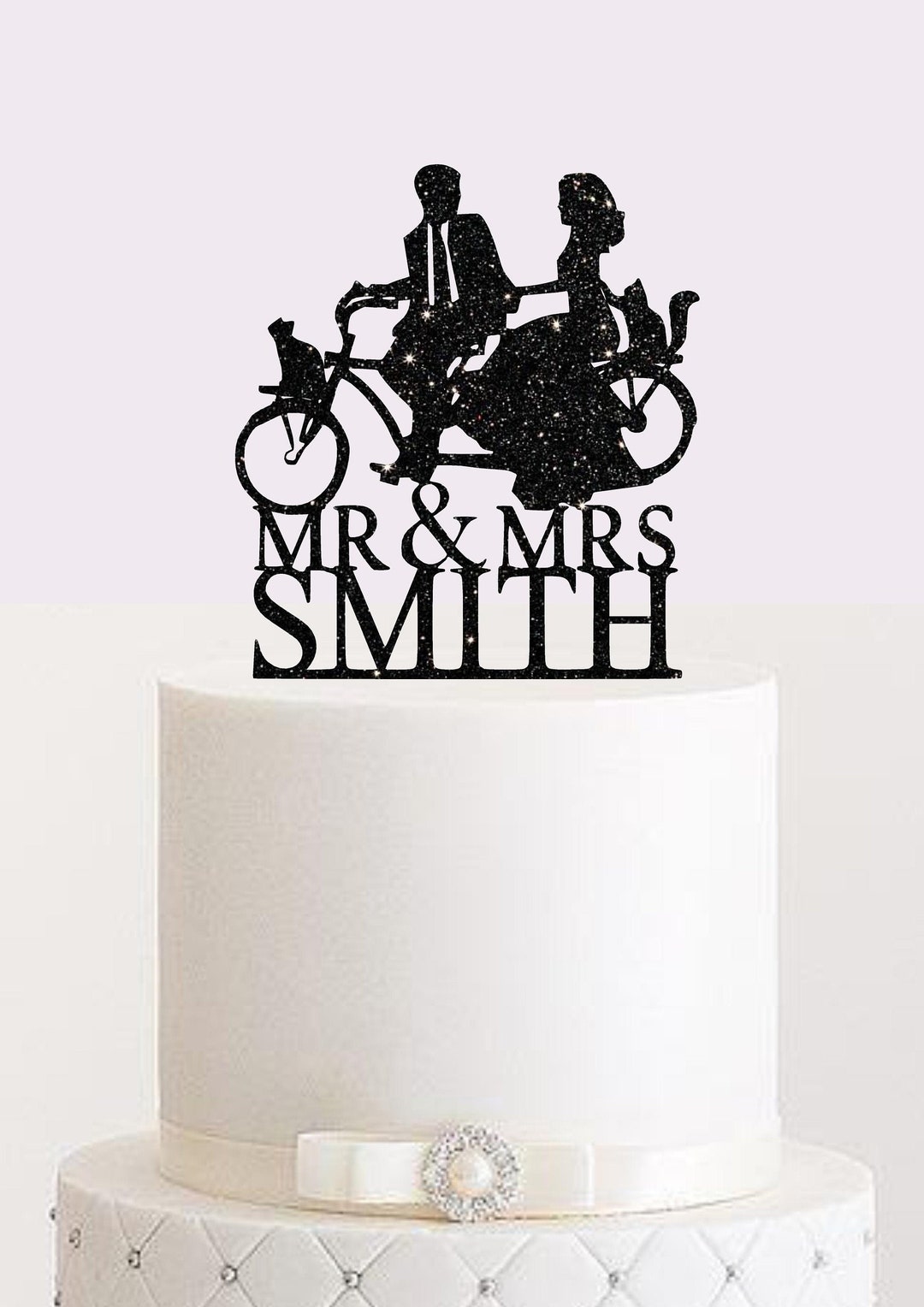 Personalized Wedding Cake Topper: Cats, Bride and Groom on Tandem Bike ...
