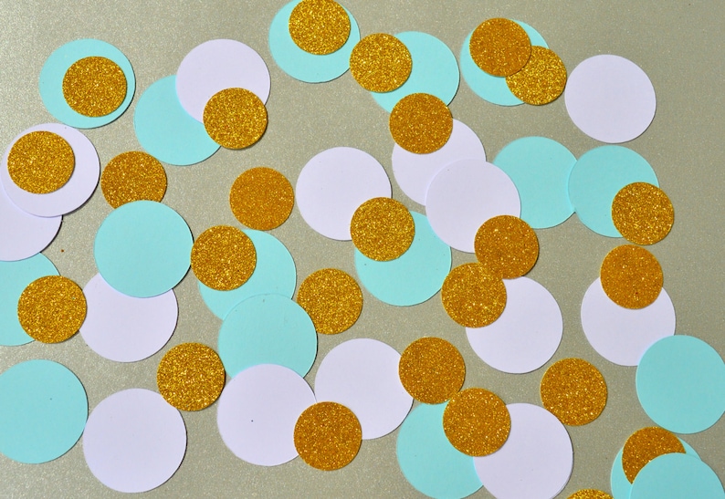 Anniversaire Confettis Mariage Confetti Sail Party Decor Circle Table Confetti Party Décorations Bleues, Blanches et Or Confettis Mix Party Table Décor image 1