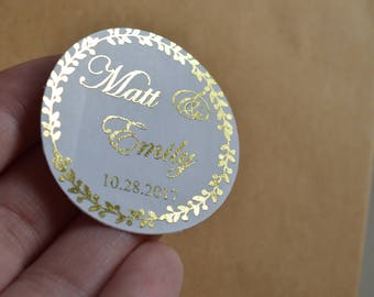 Personalized Wedding Stickers Gift Packaging Foil Stickers  Custom Wedding Stickers Product Labels Simple Thank You Wedding Favors Stickers