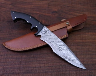 Raven 88 - Handmade Damascus Knife - Hunting, Camping, Survival, Collectors Knife. Groomsmen Knife, Unique Gift for Him, Hiking, Christmas