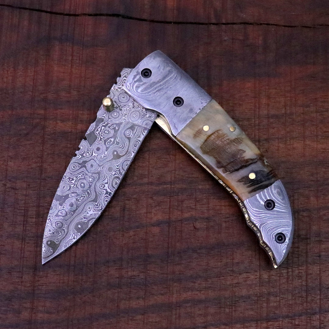 Goat Skull Handmade Damascus Steel Outdoor Knife – Pro Survivals