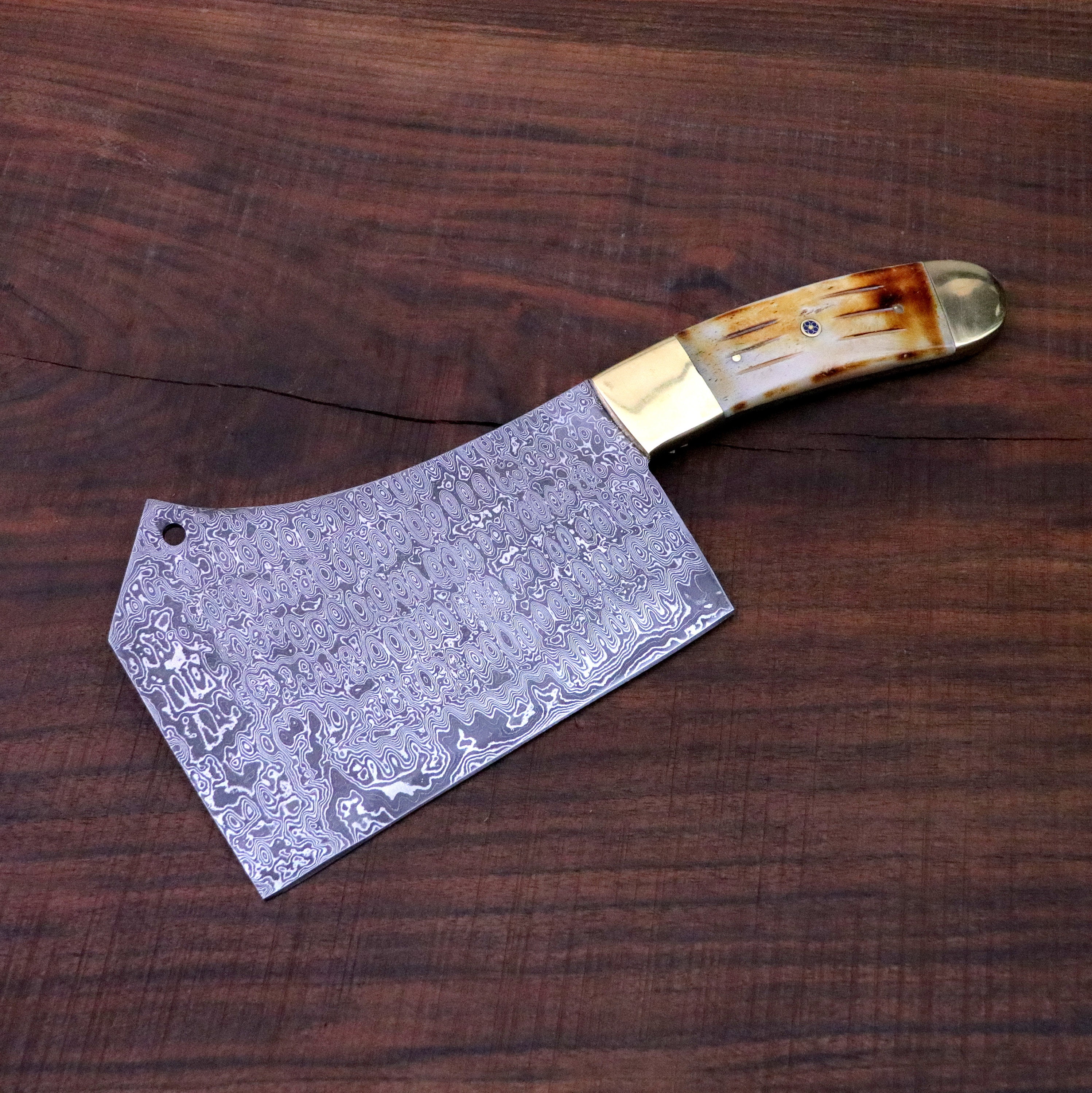 HTS-502 Thick Meat Cleaver Damascus / Kitchen/ Handmade / Custom
