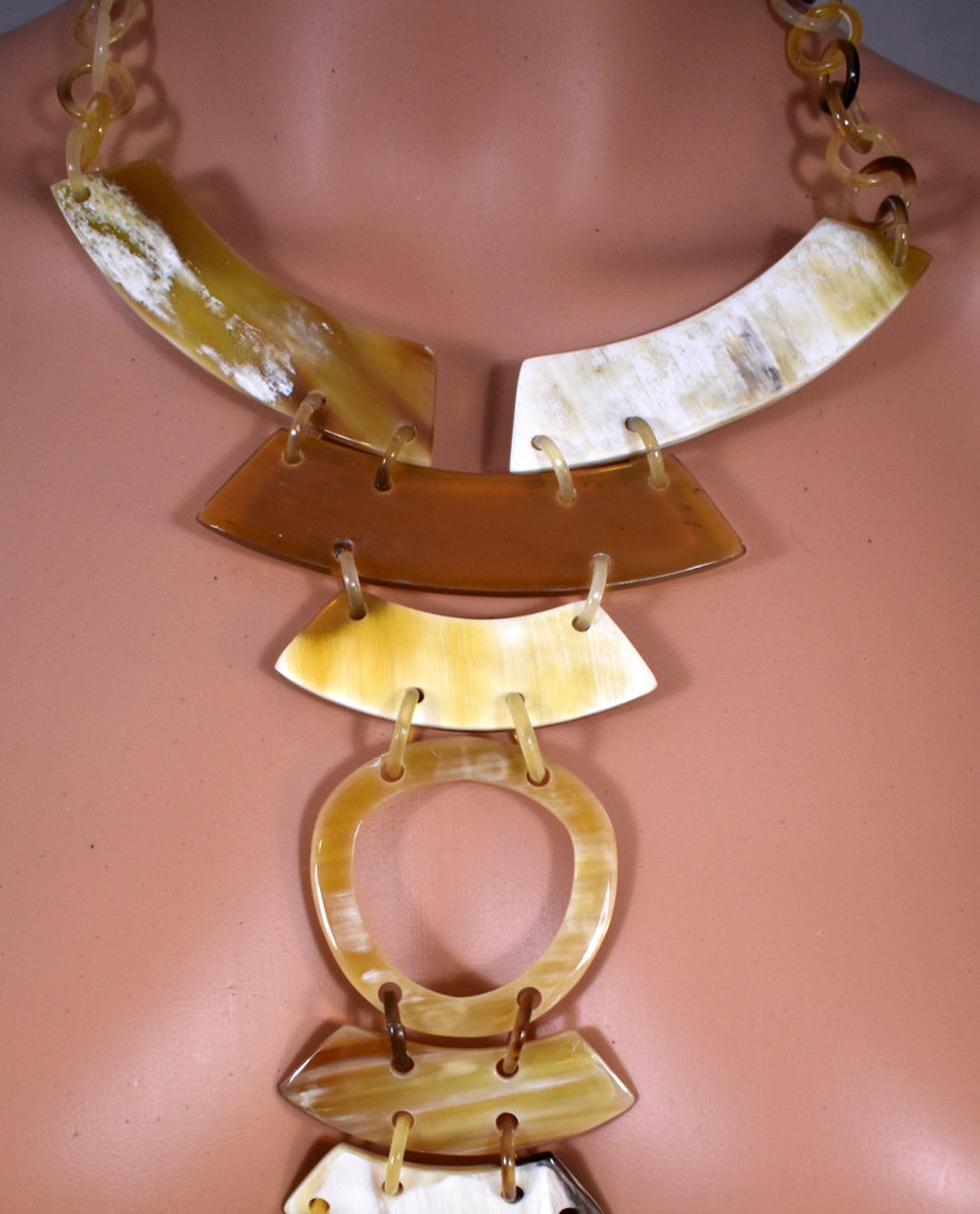 Halong Slices of Water Buffalo Horn Necklace Light in Etsy