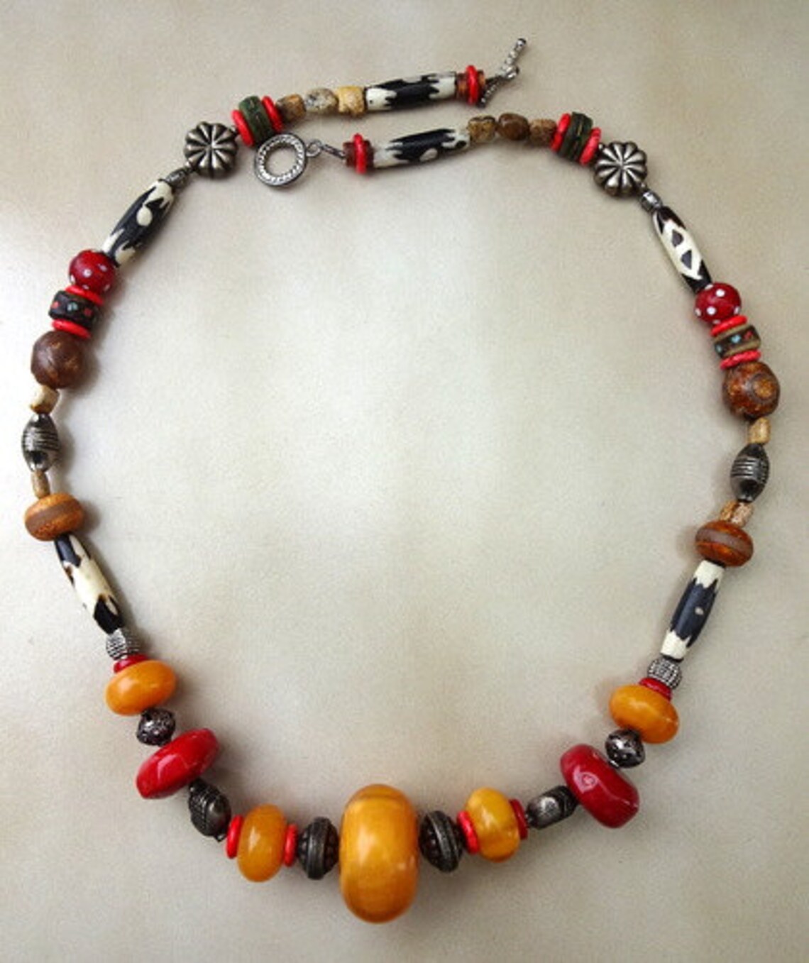 Malawi One of a Kind African Trade Beads Amber Coral Batik - Etsy