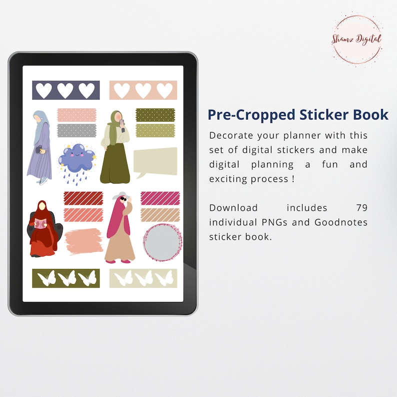 79 Islamic Stickers: Muslimah Digital Planner, Goodnotes (Digital Download) image 3