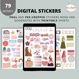 79 Islamic Stickers: Muslimah Digital Planner, Goodnotes (Digital Download)