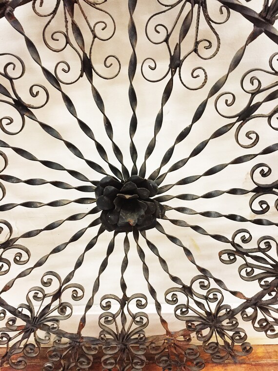 Vintage French Wrought Iron Medallion Wall Hanging