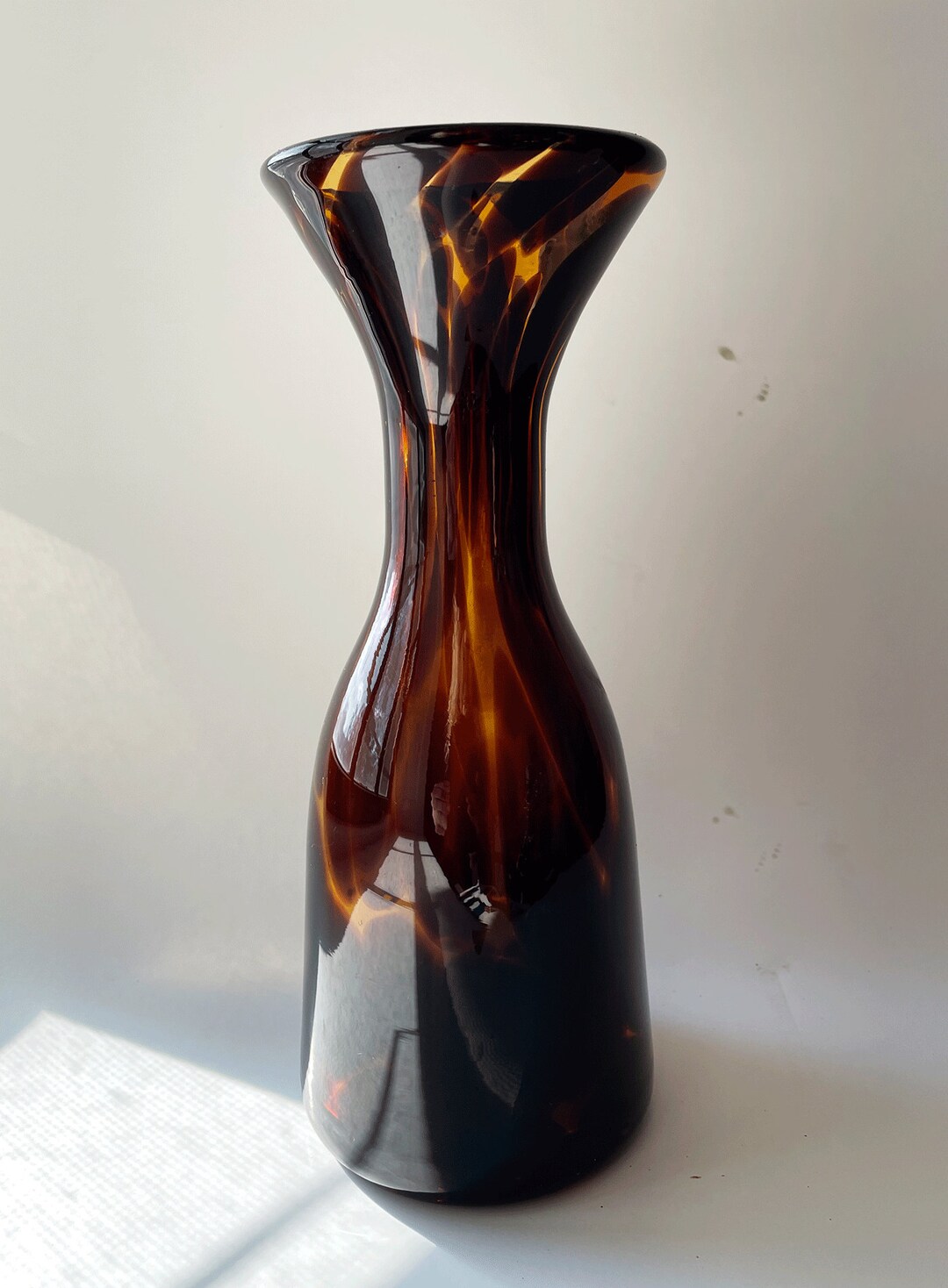 Vintage Petite Mid Century Hand Blown Tortoise Pattern Vase Etsy