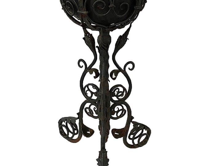 Antique Wrought Iron Oil Lamp Etsy