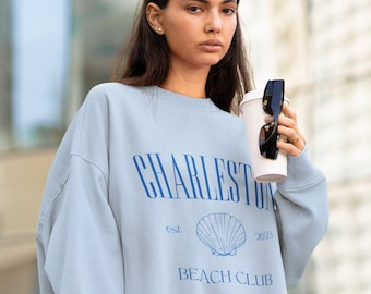 Charleston, South Carolina Bachelorette Beach Club Country Club Aesthetic Coastal Grandmother Theme // Unisex NuBlend® Crewneck Sweatshirt