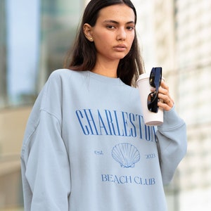 Charleston, South Carolina Bachelorette Beach Club Country Club Aesthetic Coastal Grandmother Theme // Unisex NuBlend® Crewneck Sweatshirt