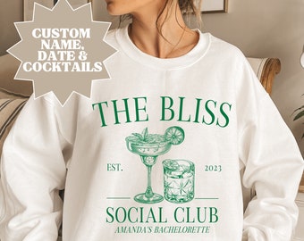 The (Last Name) Social Club / Wedding & Bachelorette Merch // Custom Cocktails, Location, Name // Unisex Heavy Blend™ Crewneck Sweatshirt