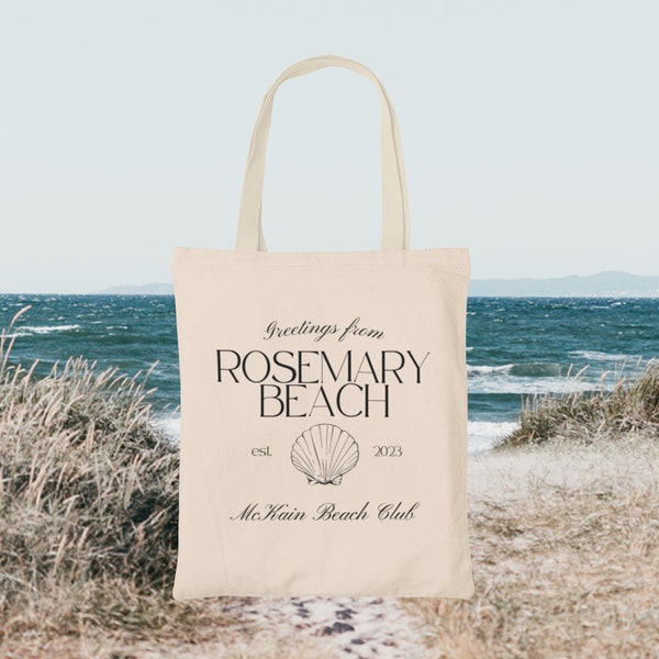 Greetings from the Beach // Custom Bachelorette Beach Club Merch // Lunden and Olivia Inspired Natural Tote Bag