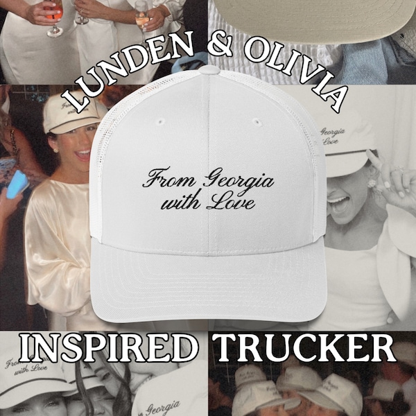 Lunden & Olivia Wedding Inspired Trucker Hat // EMBROIDERED White Wedding Hat // Wedding Merch, Favors // Bachelorette Gift
