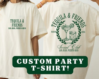 Camicia personalizzata Tequila & Friends // Fronte e retro personalizzati // T-shirt unisex morbida // Matrimonio dal design divertente ed elegante, addio al nubilato