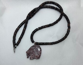 Katherina dark heishi and jasper stone necklace