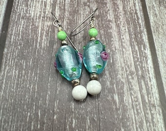 Aqua Floral earrings