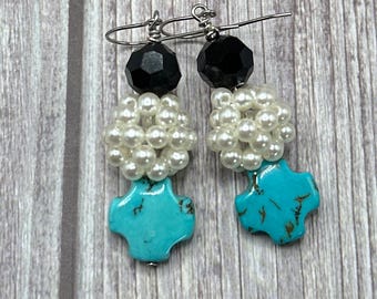 Shelley Black, pearl and magnesite earrings